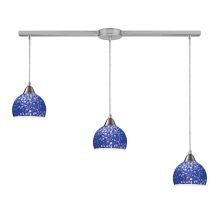 Cira 3 Light 36" Wide Linear Pendant with Rectangle Canopy and Hand Blown Glass Shades