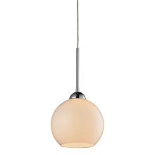 Cassandra Single Light 8" Wide Mini Pendant with Round Canopy and White Glass Shade
