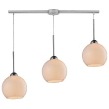 Cassandra 3 Light 36" Wide Linear Pendant with Rectangle Canopy and White Glass Shades
