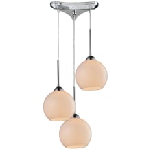 Cassandra 3 Light 10" Wide Multi Light Pendant with Triangle Canopy and White Glass Shades