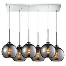 Cassandra 6 Light 30" Wide Multi Light Pendant with Rectangle Canopy and Chrome Plated Glass Shades