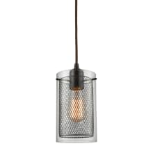 Brant Single Light 5" Wide Cage Mini Pendant with Round Canopy and Clear Glass and Metal Fishnet Shade