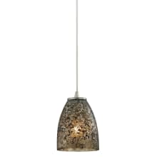 Fissure Single Light 5" Wide Mini Pendant with Round Canopy and Smoke Glass Shade