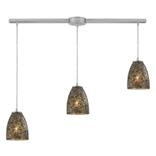 Fissure 3 Light 36" Wide Linear Pendant with Rectangle Canopy and Smoke Glass Shades