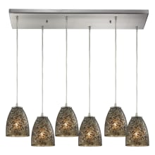 Fissure 6 Light 30" Wide Multi Light Pendant with Rectangle Canopy and Smoke Glass Shades