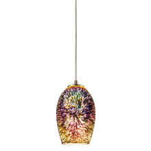 Illusions Single Light 5" Wide LED Mini Pendant with Round Canopy and 3D Firework Iridescent Glass Shade