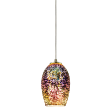 Illusions Single Light 5" Wide Mini Pendant with Round Canopy and 3D Firework Iridescent Glass Shade