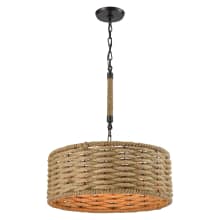 3 Light 1 Tier LED Drum Chandelier with Rope Accents from the Weaverton Collection