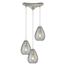 Lagoon 3 Light 10" Wide Multi Light Pendant with Clear Water Glass Shades