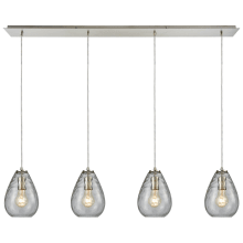 Lagoon 4 Light 46" Wide Linear Pendant with Clear Water Glass Shades