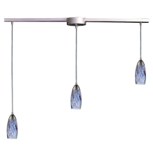 Milan 3 Light 36" Wide Linear Pendant with Rectangle Canopy and Hand Blown Glass Shades