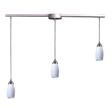 Milan 3 Light 36" Wide Linear Pendant with Rectangle Canopy and Hand Blown Glass Shades
