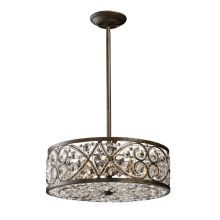 Amherst 6 Light 17" Wide Crystal Multi Light Pendant with Round Canopy and Clear Crystal Strand Diffuser with Gold Highlights