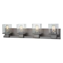 Hotelier 4 Light 30" Wide Bathroom Vanity Light with Clear Glass Shades