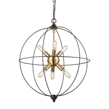 Loftin 6 Light 19" Wide Sputnik Chandelier with Satin Brass Accents Shades