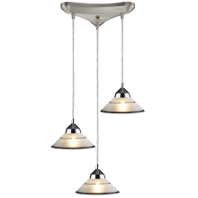 Refraction 3 Light 10" Wide Multi Light Pendant with Triangle Canopy and Hand Blown Glass Shades