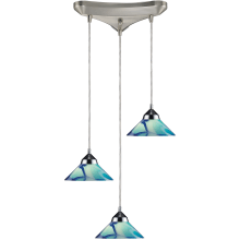 Refraction 3 Light 10" Wide Multi Light Pendant with Triangle Canopy and Hand Blown Glass Shades