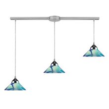 Refraction 3 Light 36" Wide Linear Pendant with Rectangle Canopy and Hand Blown Glass Shades