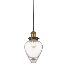 Bartram Single Light 7" Wide Mini Pendant with Round Canopy and Clear Optic Glass Shade