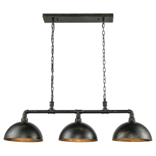 Mulvaney 3 Light 49" Wide Multi Light Pendant with Black and Brushed Gold Shades