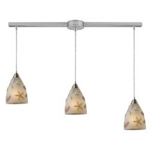 Seashore 3 Light 36" Wide Linear Pendant with Rectangle Canopy and Hand Blown Glass Shades