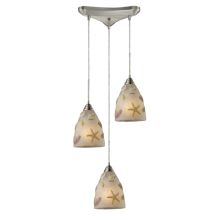 Seashore 3 Light 10" Wide Multi Light Pendant with Triangle Canopy and Hand Blown Glass Shades