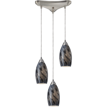 Galaxy 3 Light 10" Wide Multi Light Pendant with Triangle Canopy and Hand Blown Glass Shades