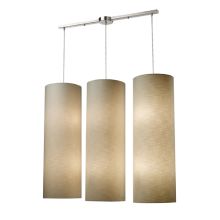Fabric Cylinders 12 Light 43" Wide Linear Pendant with Rectangle Canopy and Beige Fabric Shades