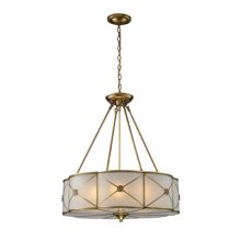 26" Height Traditional / Classic 6 Light Pendant with a Glass Drum Shade from the Preston Collection