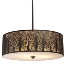5 Light 24" Wide Pendant with a Drum Shade from the Woodland Sunrise Collection