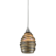 Vines Single Light 5" Wide Mini Pendant with Round Canopy and Hand Blown Glass Shade