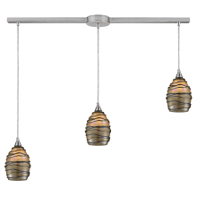 Vines 3 Light 36" Wide Linear Pendant with Rectangle Canopy and Hand Blown Glass Shades