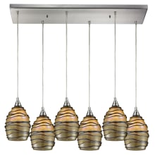 Vines 6 Light 30" Wide Multi Light Pendant with Rectangle Canopy and Hand Blown Glass Shades