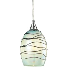 Vines 1 Light 5" Wide Mini Pendant with Hand Blown Glass Shade