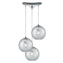 Watersphere 3 Light 10" Wide Multi Light Pendant with Hammered Glass Shades