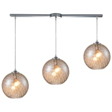 Watersphere 3 Light 36" Wide Linear Pendant with Rectangle Canopy and Hand Blown Glass Shades