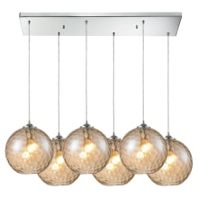 Watersphere 6 Light 33" Wide Multi Light Pendant with Rectangle Canopy and Hand Blown Glass Shades