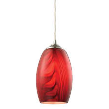 Tidewaters Single Light 5" Wide Mini Pendant with Round Canopy and Ruby Glass Shade