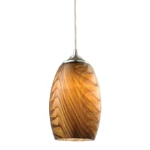 Tidewaters Single Light 5" Wide Mini Pendant with Round Canopy and Amber Glass Shade