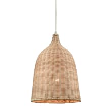 Pleasant Fields Single Light 12" Wide Pendant with Natural Wicker Shade