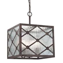 Radley 3 Light 14" Wide Pendant with Square Canopy and Clear Raindrop Glass Panels