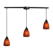Classico 3 Light 36" Wide Linear Pendant with Rectangle Canopy and Hand Blown Glass Shades