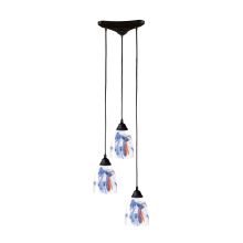 Classico 3 Light 10" Wide Multi Light Pendant with Triangle Canopy and Hand Blown Glass Shades