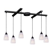 Classico 6 Light 33" Wide Multi Light Pendant with H-Bar Canopy and Hand Blown Glass Shades