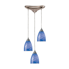 Arco Baleno 3 Light 10" Wide Multi Light Pendant with Triangle Canopy and Cocoa Glass Shades