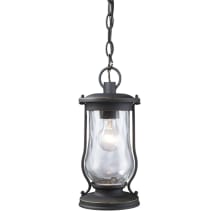 14" Height Country / Rustic Outdoor 1 Light Lantern Pendant with a Round Shade from the Farmstead Collection