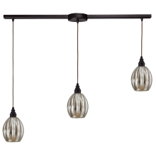 Danica 3 Light 36" Wide Linear Pendant with Rectangle Canopy and Clear Glass Shades