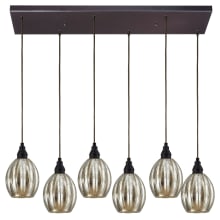 Danica 6 Light 30" Wide Multi Light Pendant with Rectangle Canopy and Clear Glass Shades
