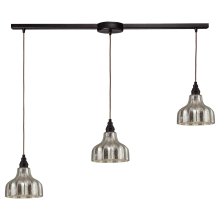 Danica 3 Light 36" Wide Linear Pendant with Rectangle Canopy and Clear Glass Shades