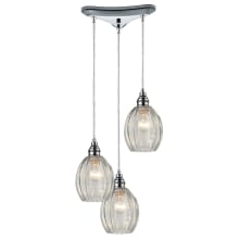 Danica 3 Light 10" Wide Multi Light Pendant with Triangle Canopy and Clear Glass Shades